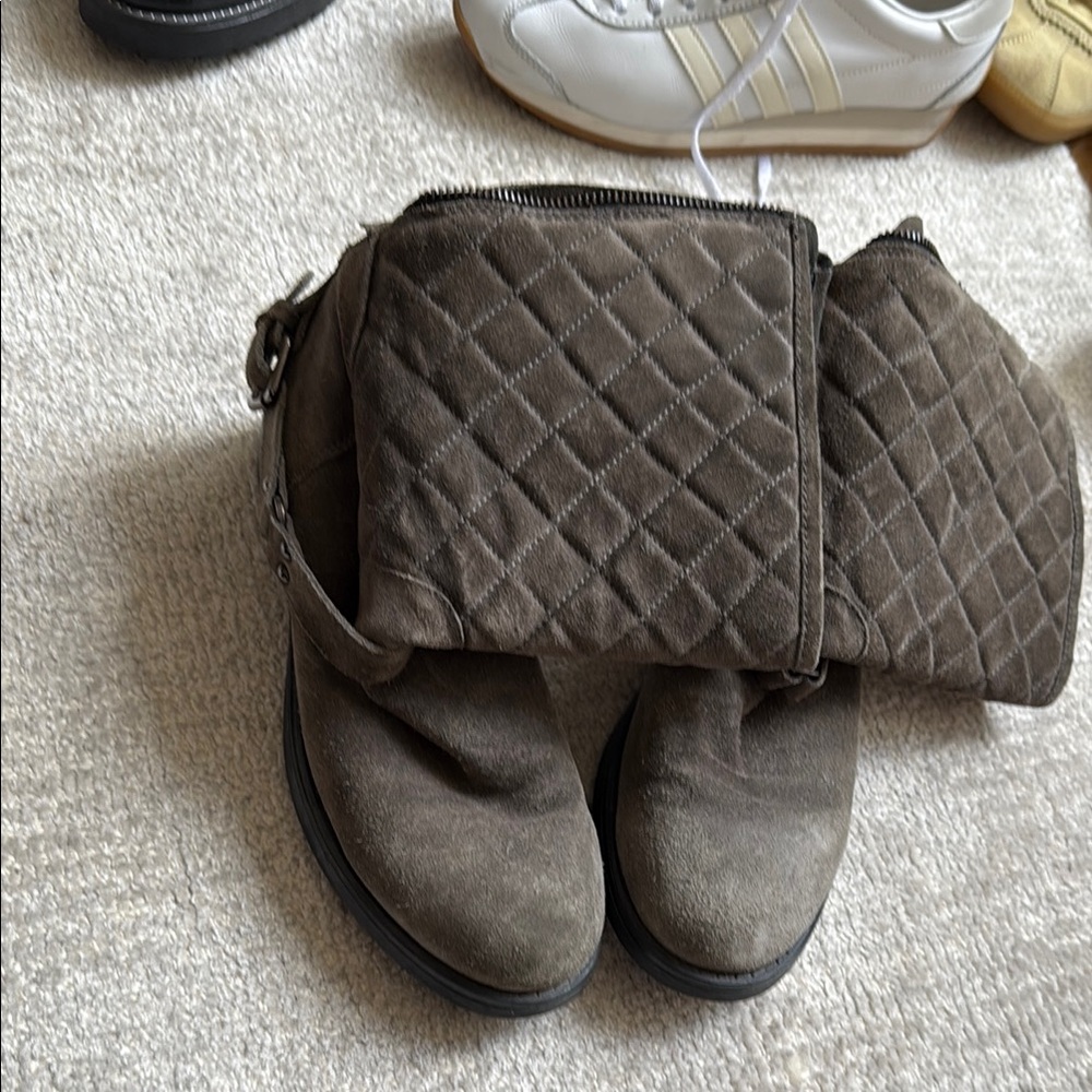 Quilted Brown Ankle Boots